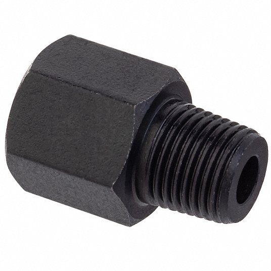 Adapter - Black Zinc-Plated Brass, Pipe Fitting, Female NPTF to Male NPTF, Class 1000