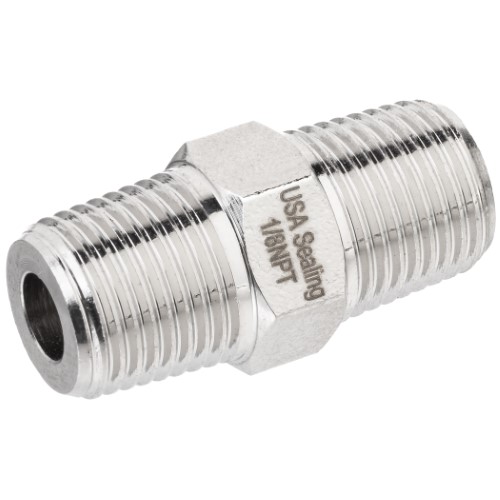 Hex Nipple - Nickel-Plated Brass, Pipe Fitting, Male NPTF to Male NPTF, Class 1000