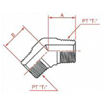Hydraulic Hose Adapters - PT Connection Screw-In Male 45° Elbow, 2097 Series