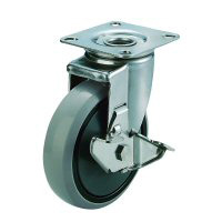 Casters - With swivel threaded plate with rotation stop, SUS-J2-S series.