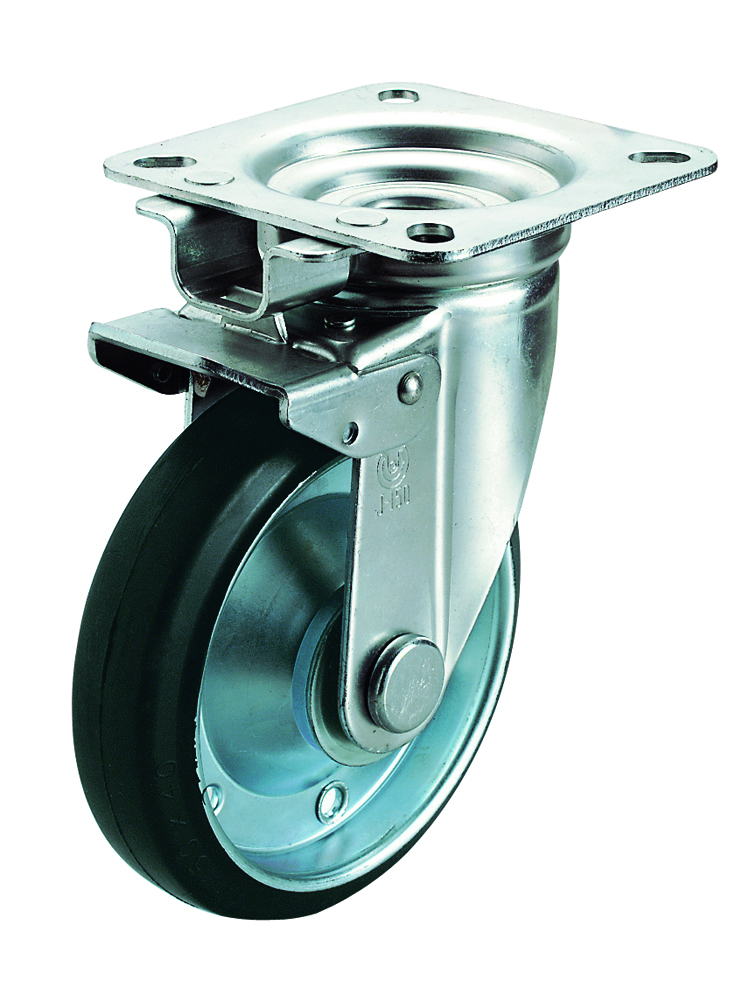 Casters - With swivel plate, with brake, JK-S series.