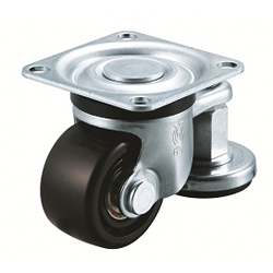 Casters - Nylon, urethane, or engineering plastics with steel swivel plate, integrated leveler, HG-AF series.