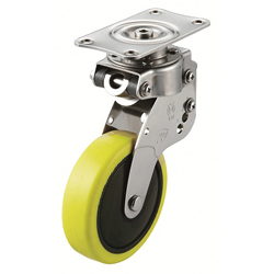 Casters - Urethane with swivel or fixed plate, integrated brake, SKY-S, SKY-R series (SKY Series). SKY-R100SUE-1