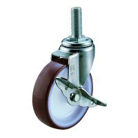 Casters - With swivel threaded plate, with rotation stop, SUS-ET-S series. SUS-ET-100RHS-M12X35