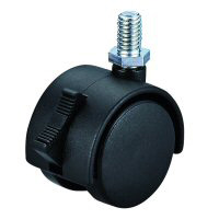 Casters - Double threaded with rotation stop, PS series.