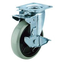 Casters - With swivel plate, double stop, series J2K-S.