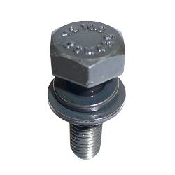 Hex Head Bolt with Spring and Flat Washer - Steel, Class 10.9, Black Oxide, M6 - M10, I-3