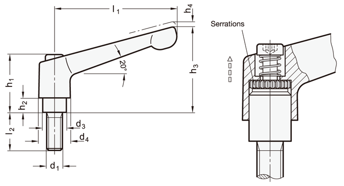 GN300 Adjustable Lever, Metric Threaded:Related Image