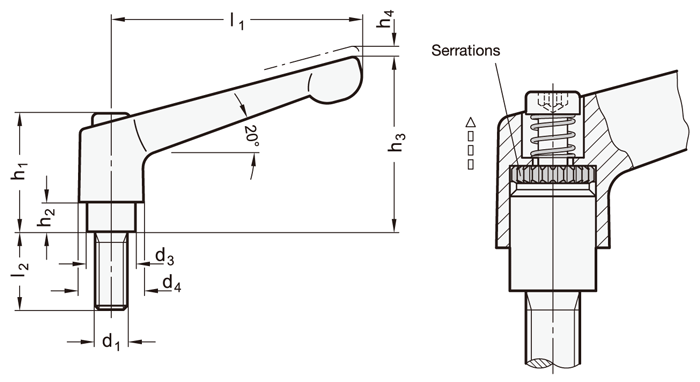 GN300.1 Adjustable Lever, Metric Threaded:Related Image