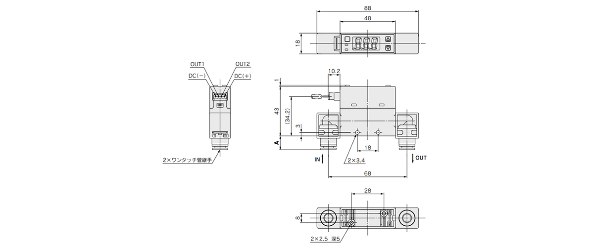 Dimensional drawing of PFM7□□-C4L/C6L/C8L/N7L