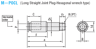 JUNTAS DE MONTAJE RÁPIDO PARA ENFRIAMIENTO DE MOLDE - TIPO ESTÁNDAR (RESISTENTE AL CALOR SERIE 60degree) / JUNTAS RECTAS / PARA INSTALACIÓN DE LLAVES HEXAGONALES: Imagen relacionada