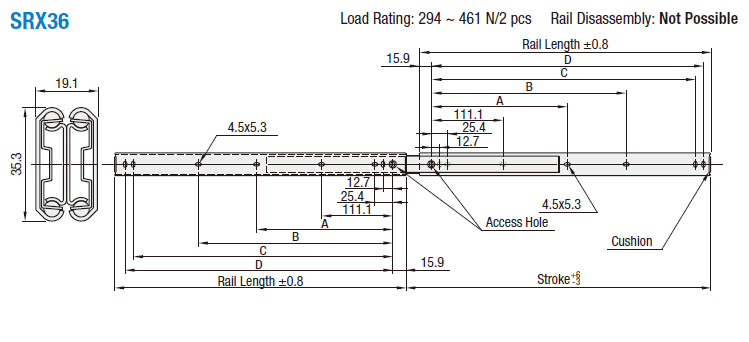 Rieles de deslizamiento telescópicos: carga media, acero, deslizamiento de tres pasos: imagen relacionada