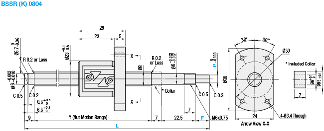 Tornillos de bolas enrolladas - Diámetro de la rosca 8 - Plomo 2 o 4 - Grado de precisión C7 o C10: Imagen relacionada