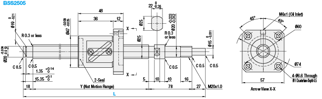 Husillos de bolas de precisión - diámetro de rosca 25 - paso 5,10 o 20 - grado de precisión C5 o C7:imagen relacionada