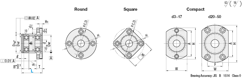 Rodamientos con carcasas: longitud estándar, rodamientos dobles, retenidos: Related Image
