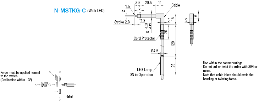 Interruptores de contacto: tipo de cilindro en forma de L con LED: imagen relacionada