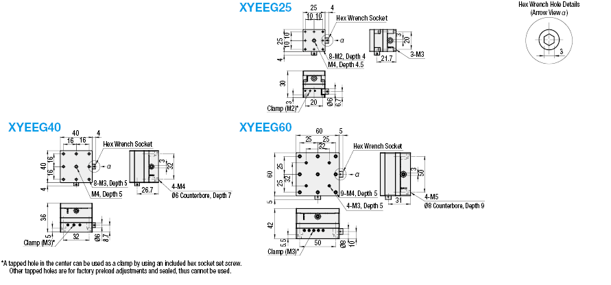 [Alta precisión] Etapas del eje XY - Cola de milano - Impulsión de llave hexagonal: Imagen relacionada