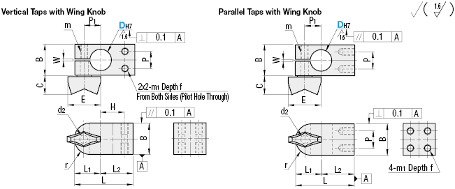 Abrazaderas de puntal súper compactas, roscadas verticales, con una perilla de ala: Imagen relacionada