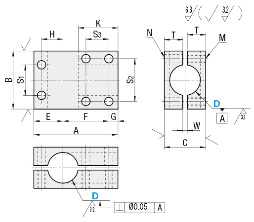 Abrazaderas de puntal: división, configuración perpendicular, mismo diámetro: imagen relacionada