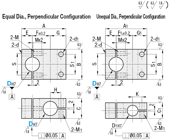 Abrazaderas de puntal - Configuración perpendicular, Spli Mismo diámetro, Dividir diámetro diferente: Imagen relacionada