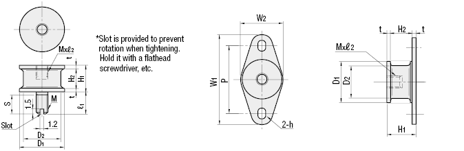 Soportes de goma antivibración electroconductores: un extremo roscado, un extremo roscado: imagen relacionada