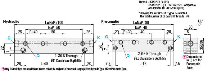 Bloques múltiples: hidralulico / neumático, dos circuitos, montaje vertical: imagen relacionada