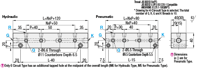 Bloques múltiples: hidráulica / neumática, dos circuitos, salidas 2 lados, montaje vertical / horizontal: imagen relacionada