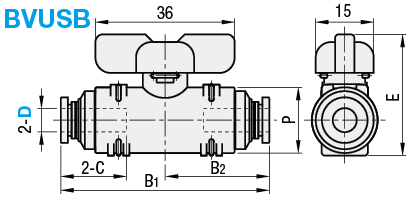 Válvulas de bola de acoplamiento de un toque - Unión, doble asa: imagen relacionada