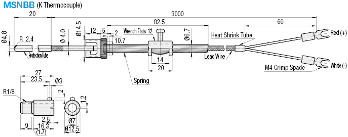 Sensores de temperatura: contacto de resorte, termopar K: imagen relacionada