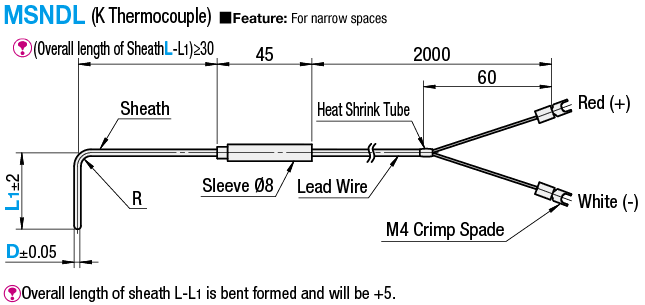 Sensores de temperatura - Forma de L, termopar K: imagen relacionada