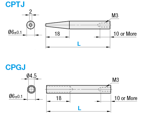 Clavijas de empuje de placa de circuito: rectas con orificio: imagen relacionada