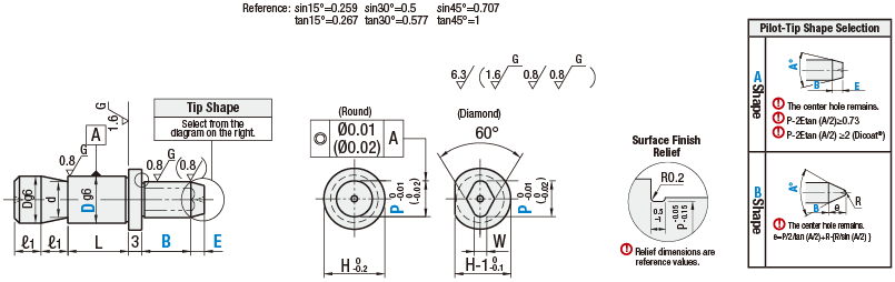 Perno de posicionamiento para plantillas y accesorios: precisión (g6), hombro, tornillo de ajuste, forma de punta seleccionable, plateado: imagen relacionada