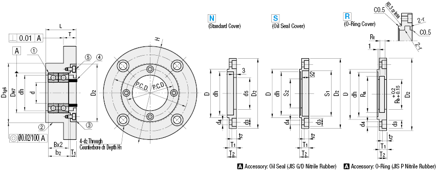 Rodamientos de contacto angular con soportes - combinación espalda con espalda, tipo con brida: imagen relacionada