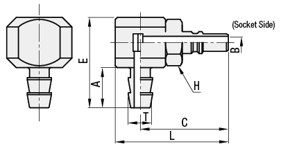 Acopladores de aire - Miniatura, enchufe, conector de tubo en forma de L: imagen relacionada