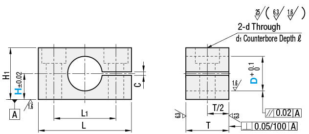 Soportes de eje - Compacto - Estándar, Tipo de hendidura lateral: Imagen relacionada