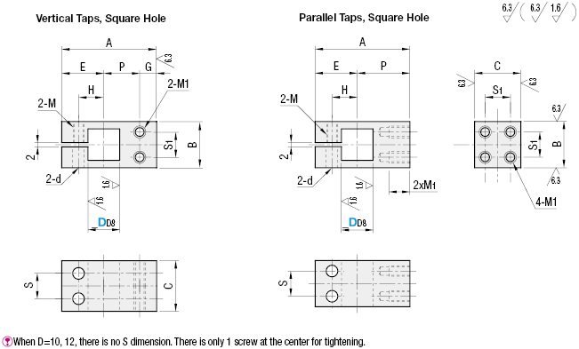 Abrazaderas de puntal - Orificio cuadrado, perpendicular roscado: imagen relacionada