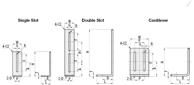 Accesorios de tubería de acero - Soportes angulares en forma de L, ranura simple / doble: Imagen relacionada