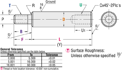 Precision Linear Shafts - One Threaded End - One Tapped End (INCH):Related Image