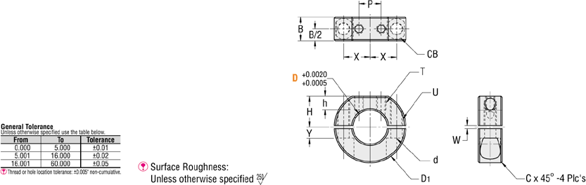 Collarines de eje: forma de D, divididos: imagen relacionada