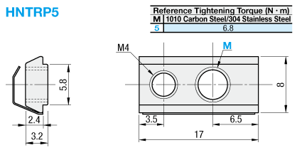 Contratuercas de inserción post-ensamblaje con ballesta -para extrusiones de aluminio serie HFS5-: imagen relacionada