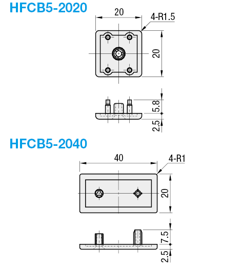 Tapas de extremo de extrusión -Para la serie HFS5- -Tipo de fijación de tornillo-: Imagen relacionada