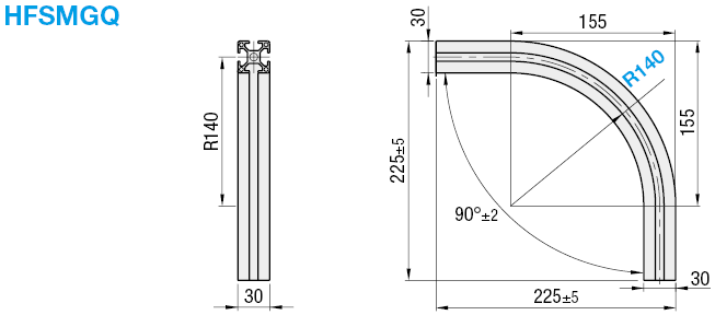 Marcos curvos de aluminio de 90 grados para esquinas -Para la serie FS6-: imagen relacionada