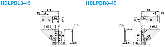 Soportes metálicos de ángulo libre -Para la serie HFS8-45-: imagen relacionada