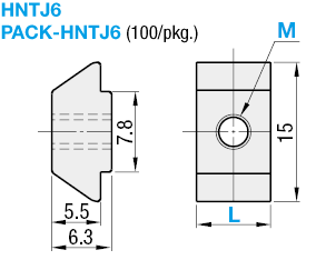 Tuercas cortas de inserción de premontaje -Para extrusiones de aluminio de la serie HFS6-: Imagen relacionada