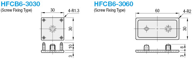 Tapas de extremo de extrusión -Para la serie HFS6- -Tipo de fijación de tornillo-: Imagen relacionada