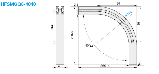 Marcos curvos de aluminio de 90 grados para esquinas -Para la serie FS8-: imagen relacionada