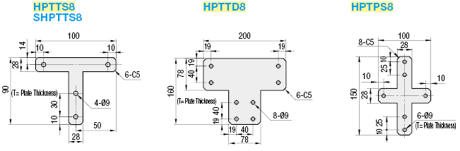 Soportes de chapa metálica -Para la serie HSF8- -T-Shape / Cross-: Imagen relacionada
