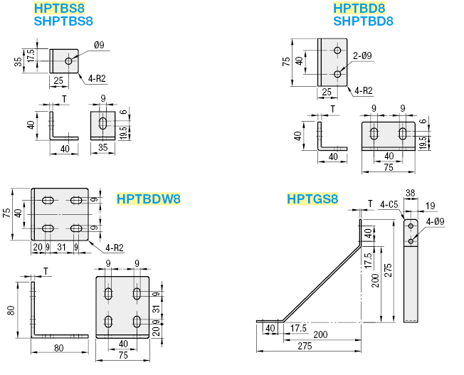 Soportes de chapa metálica -Para la serie HFS8-: Imagen relacionada