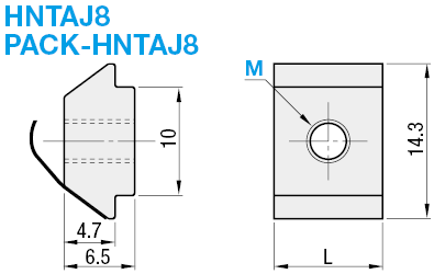 Tuercas cortas posteriores al ensamblaje -Para extrusiones de aluminio de la serie HFS8-: Imagen relacionada
