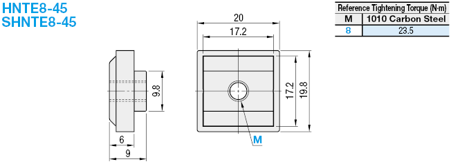 Tuercas de inserción de premontaje integradas con tapón -para extrusiones de aluminio serie HFS8-45-: imagen relacionada